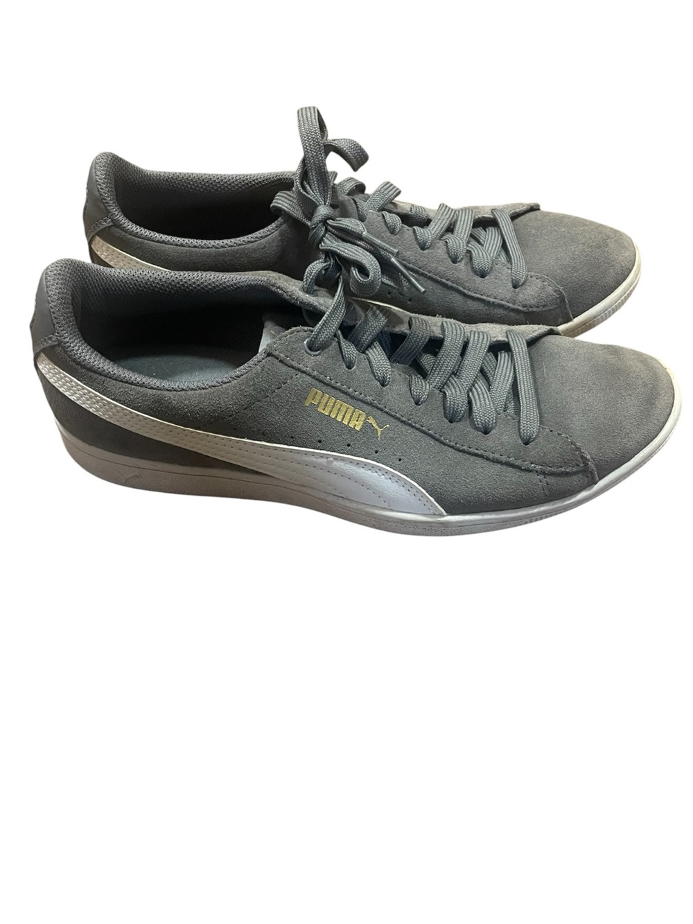Puma womens Gray Suede Sneakers with Silver Formstrip